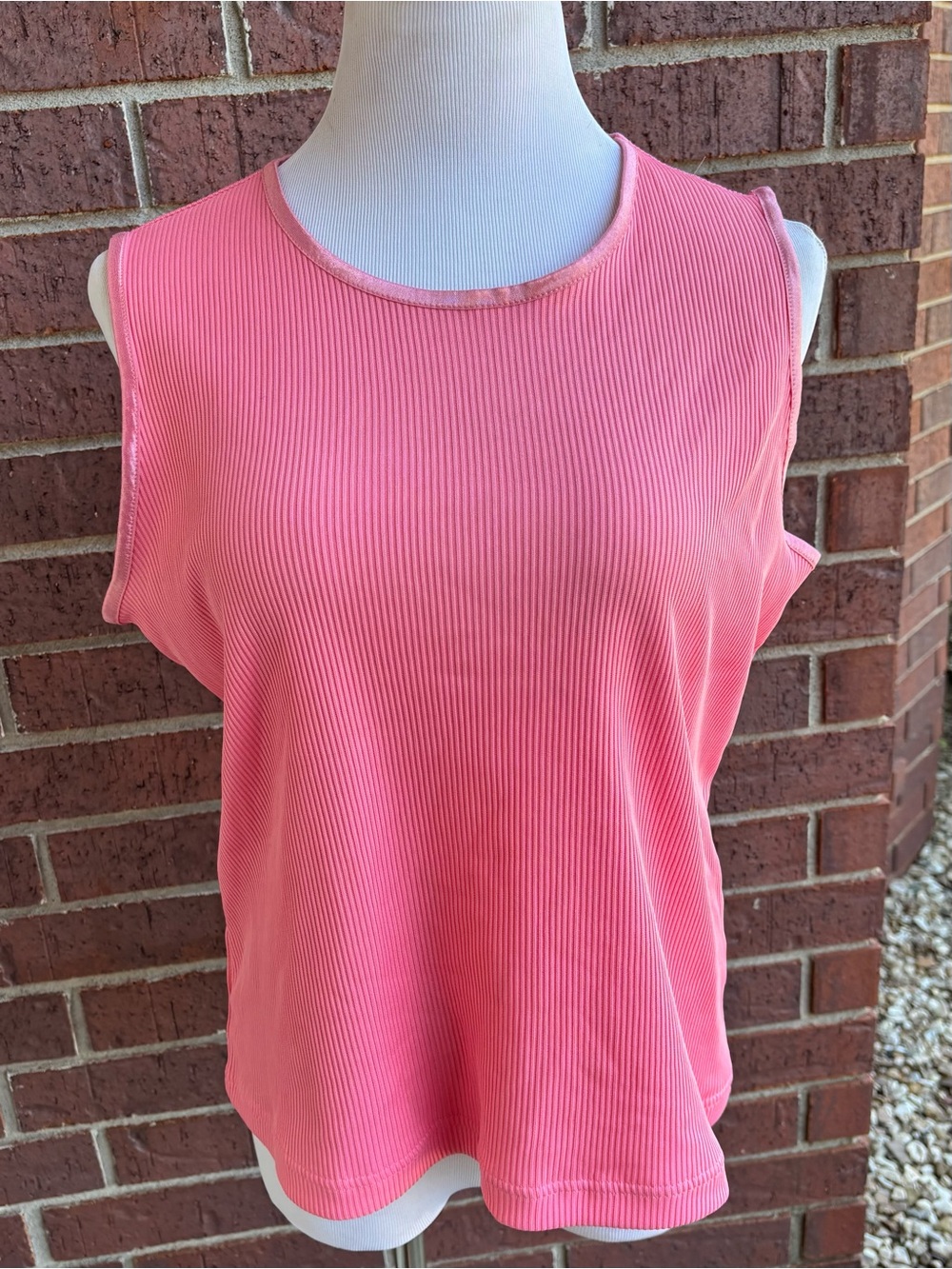 Alia Coral Pink Ribbed Tank Top